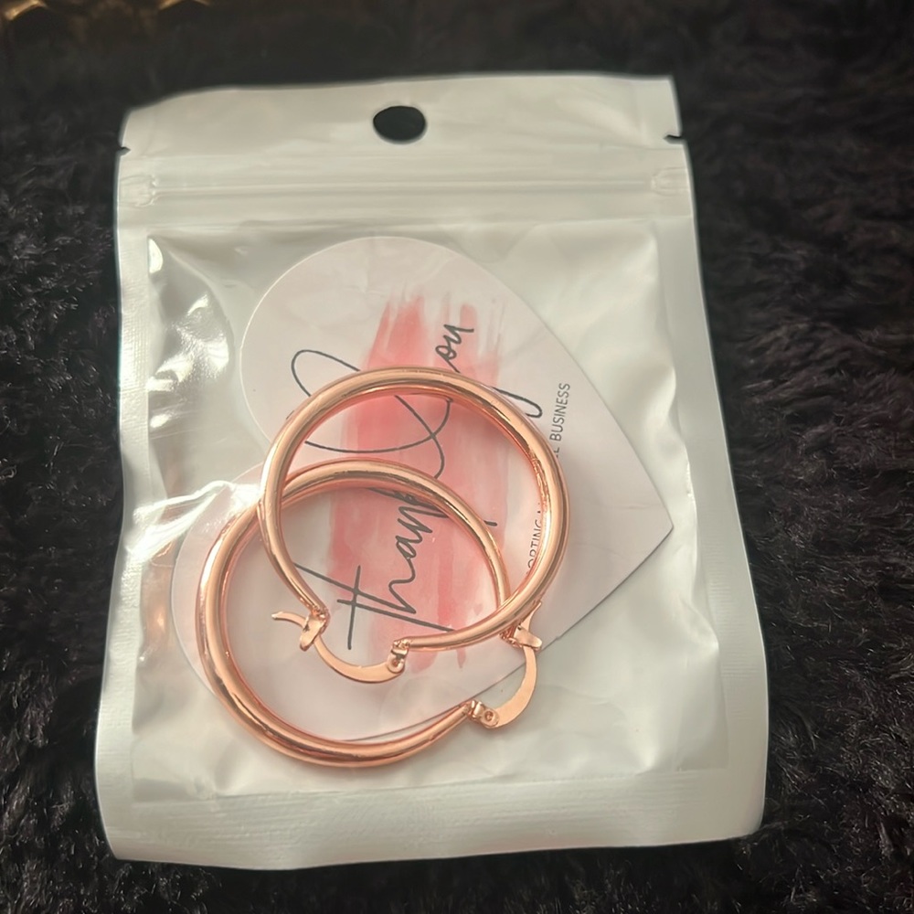 NWOT Dainty Rose Gold Hollow Hoop Earrings